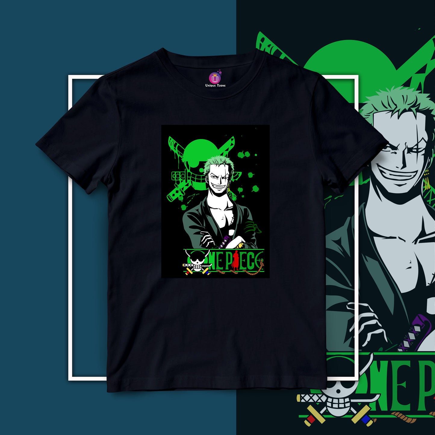 Hunter Zoro One Piece Anime Graphics Half Sleeve Unisex Cotton Tshirt