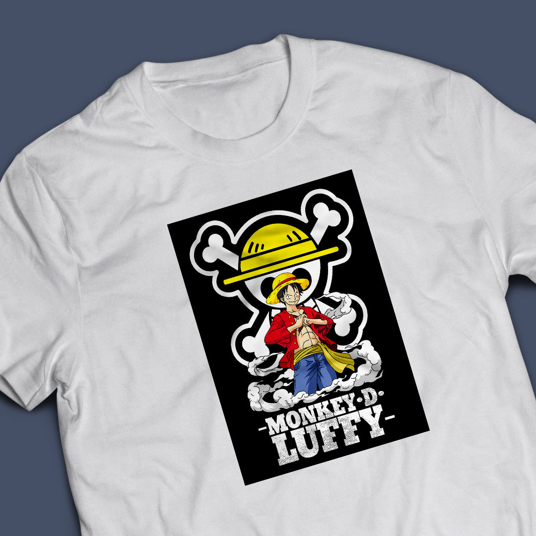 Monkey D Luffy White Half Sleeve Round Neck One Piece Anime Tshirt
