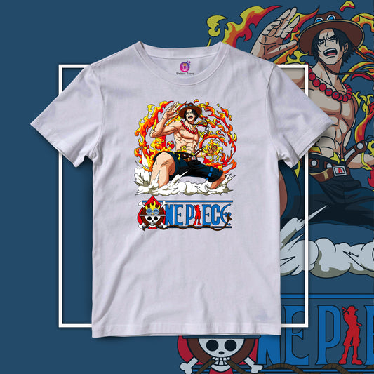 Portgas One Piece Anime Graphics Half Sleeve Unisex Round Neck Cotton Tshirt
