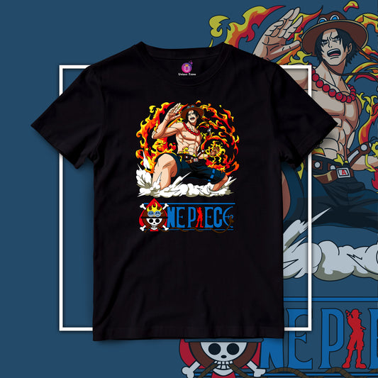 Portgaz D Ace One Piece Anime Graphics Half Sleeve Round Neck Anime Graphics Tshirt