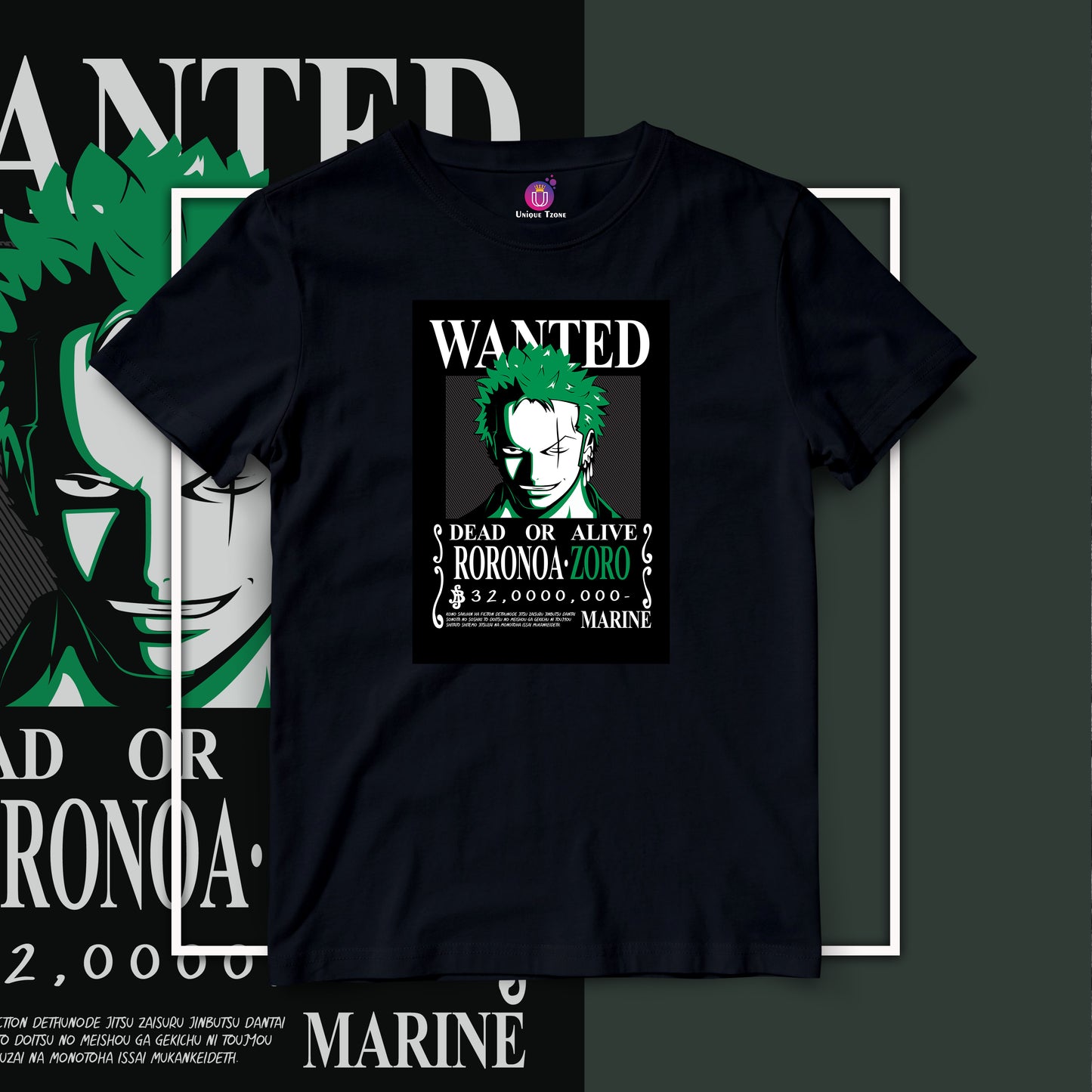 Wanted Zoro One Piece Anime Graphics Half Sleeve Unisex Cotton Tshirt