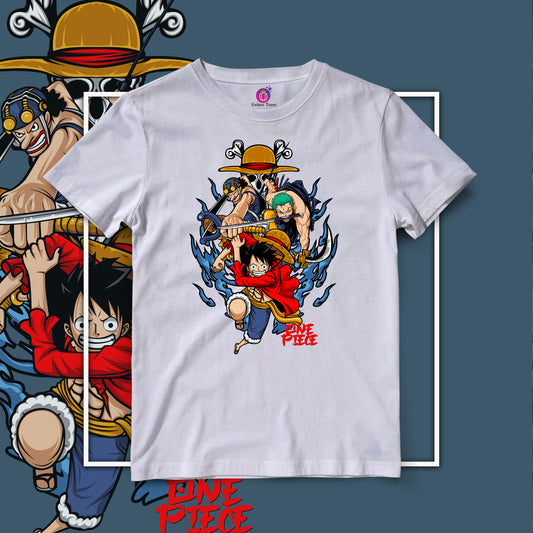 Luffy With Zoro And Ussop One Piece Half Sleeve Round Neck Unisex Anime Tshirt