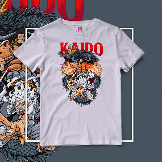 Kaido Vs Luffy One Piece Anime Graphics Half Sleeve Unisex Round Neck Anime Tshirt
