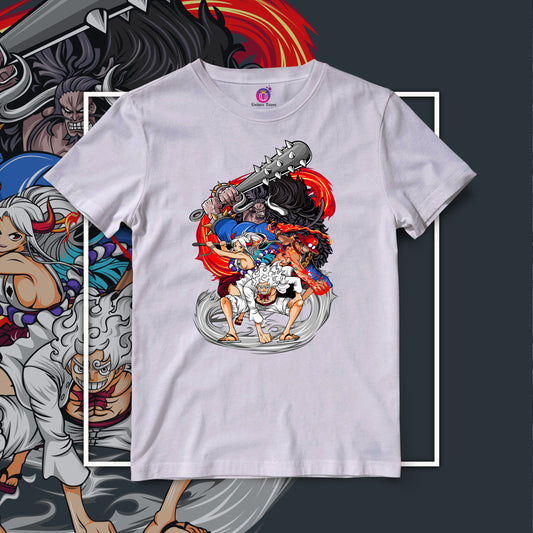 Lufffy Portgas Yamato And Kaido One Piece Anime Graphics Half Sleeve Round Neck Unisex Cotton Tshirt