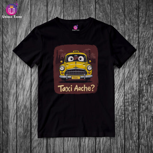 Taxi Ache Kolkata Taxi Bengali Round Neck Unisex Pure Cotton Tshirt