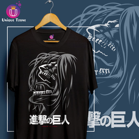 Attack on Titan Anime Graphics Round Neck Half Sleeve Unisex Cotton Tshirt