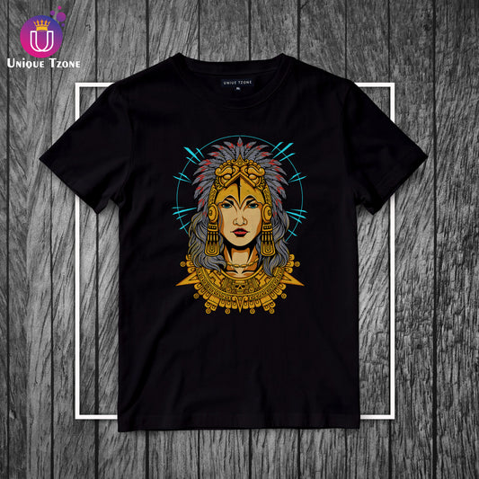 Aztec Women Graphics Round Neck Half Sleeve Cotton T-shirt