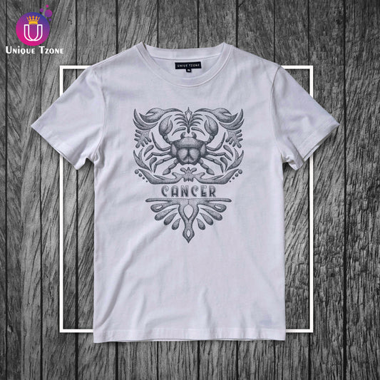 Cancer Urban Graphics Zodiac Sign White Cotton Half Sleeve T-shirt