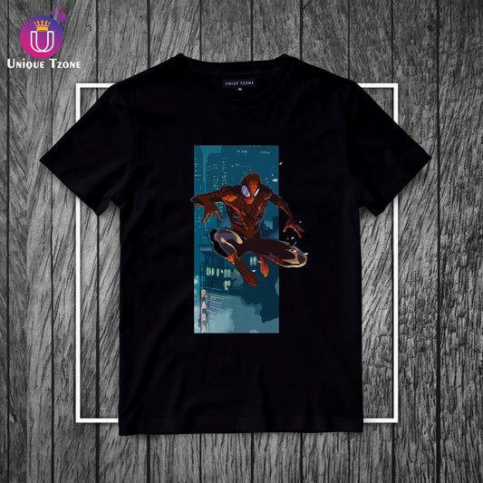 Spidey At Dark Town Marvel Half Sleeve Round Neck Cotton T-shirt