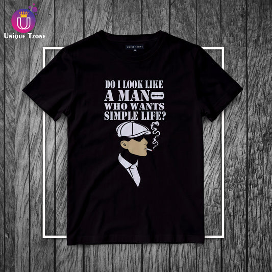 Do I Look Like A Man Peaky Blinder's Half Sleeve Round Neck Cotton T-shirt
