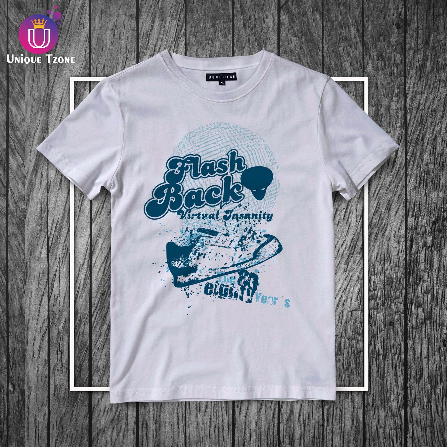 Flash Back Urban White Cotton Half Sleeve T-shirt