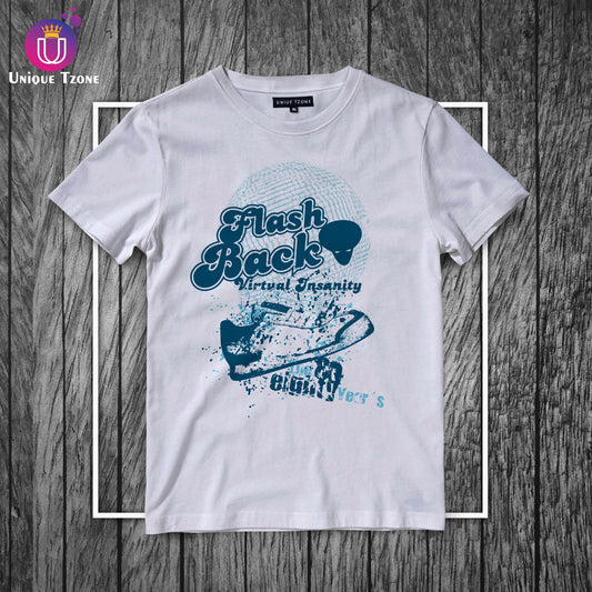Flash Back Urban White Cotton Half Sleeve T-shirt