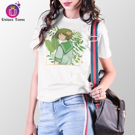 Floral Mind Women White Round Neck Half Sleeve Cotton T-shirt