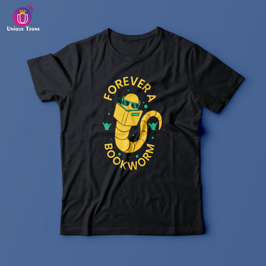 Forever A Book Worm Round Neck Half Sleeve Cotton T-shirt