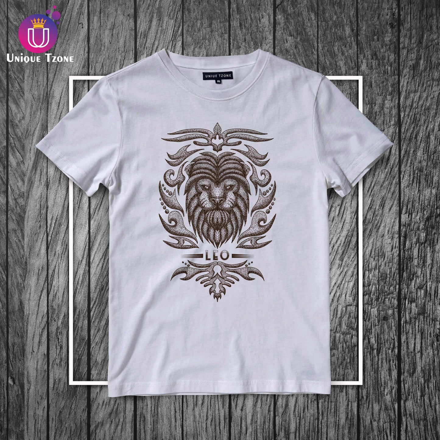 Leo Urban Graphics Zodiac Sign White Cotton Half Sleeve T-shirt