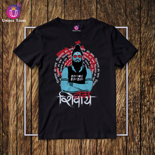 Om Namah Shivaya Shiva's Graphics Round Neck Half Sleeve Cotton T-shirt