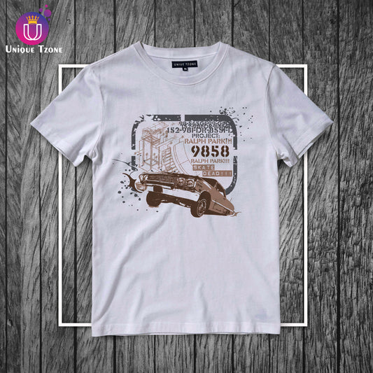 Skate Dead 9858 White Half Sleeve Cotton T-shirt