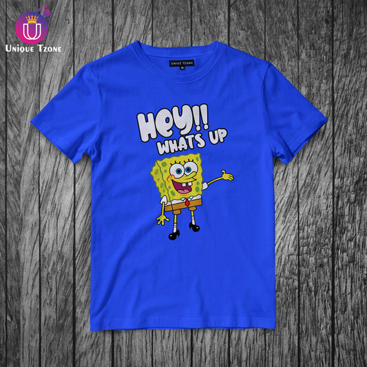 Sponge Bob Round Neck Blue Cotton t-shirt
