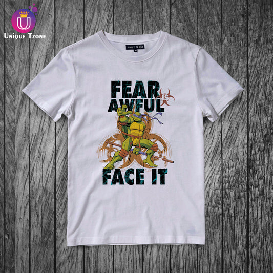 Fear Is Awful Teenage Mutant Ninja Turtle Half Sleeve Cotton T-shirt