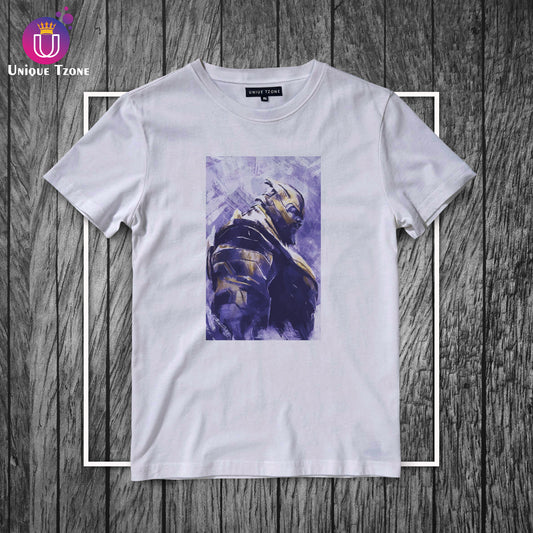 Marvel's Thanos Round Neck Half Sleeve White Cotton T-shirt