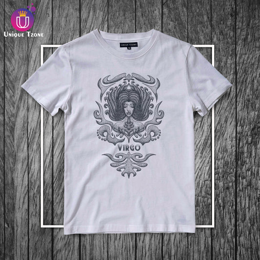 Virgo Urban Graphics Zodiac Sign White Cotton Half Sleeve T-shirt