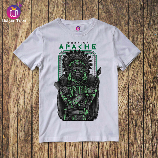 Apache : The Warrior Premium Graphics Half Sleeve Round Neck Unisex Cotton T-shirt