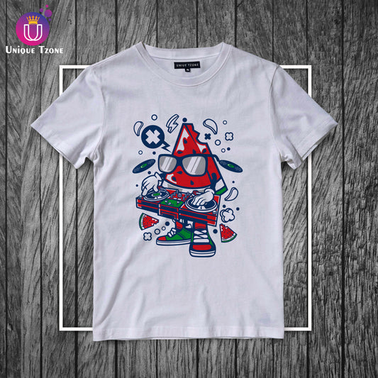 Water Melon Dj Round Neck Half Sleeve Cotton T-shirt