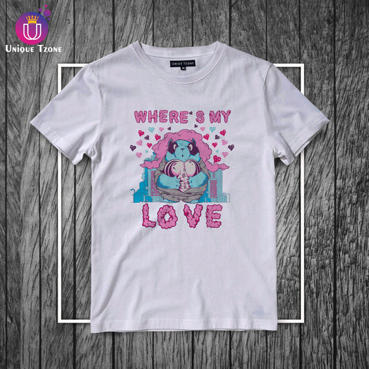 Where Is My Love White Cotton Half Sleeve T-shirt