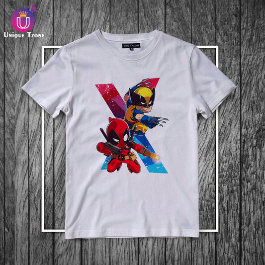 Wolverine x Deadpool Round Neck Half Sleeve Marvel's Cotton T-shirt