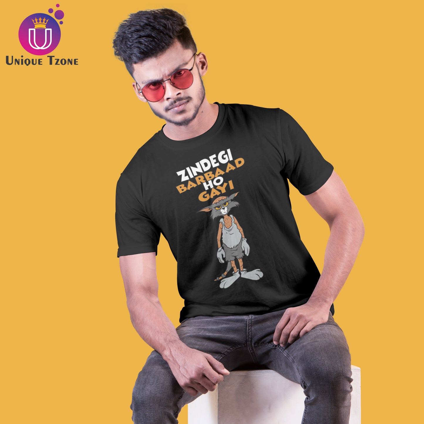 Zindegi Barbaad Ho Gayi Funny Tom Round Neck Half Sleeve Cotton T-shirt