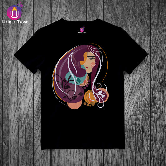 Artestic Flowral Face Women's Cotton Graphics T-shirt