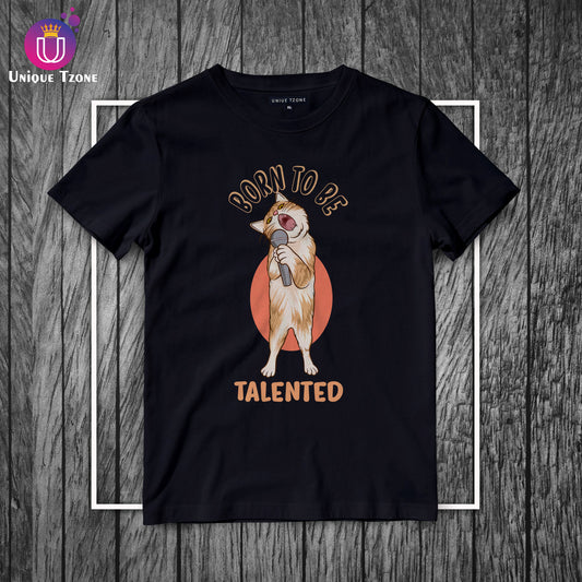 Born To Be Sing Round Neck Half Sleeve Cotton T-shirt