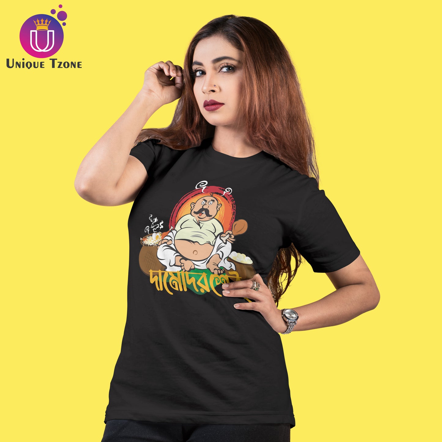 Damodar Seth Bengali Graphics Half Sleeve Round Neck Cotton Tshirt