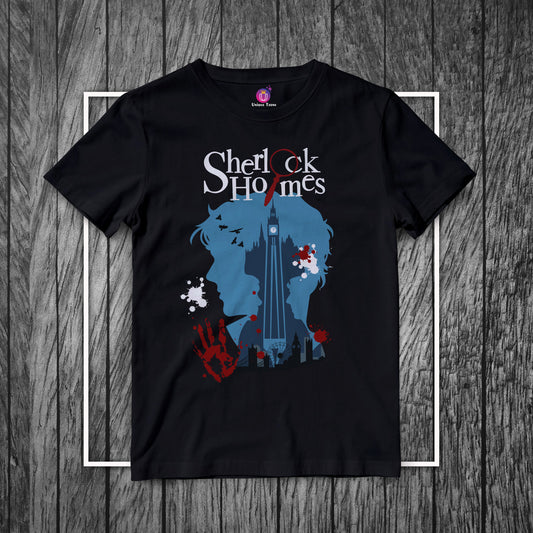 Detective Holmes Black Round Neck Half Sleeve Cotton T-shirt