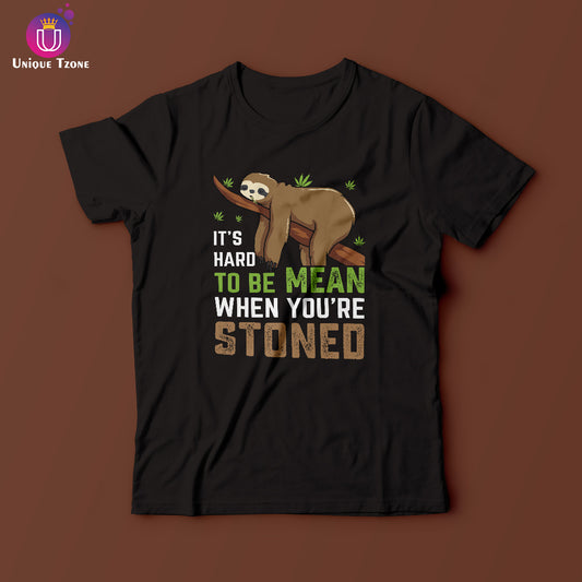When You Are Stoned Men Round Neck Black Half Sleeve Cotton T-shirt