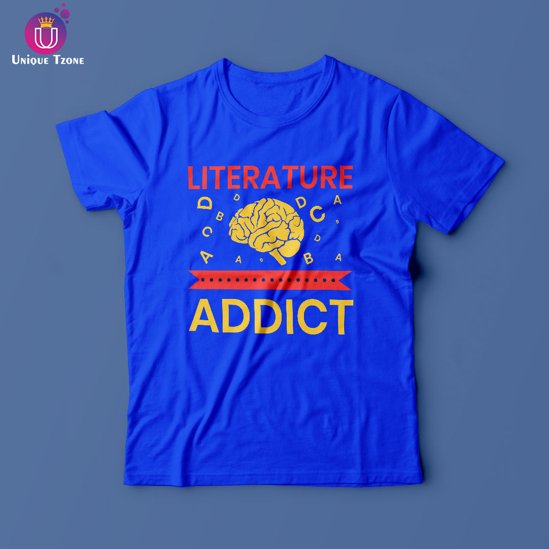 Literature Addicted Round Neck Half Sleeve Cotton T-shirt