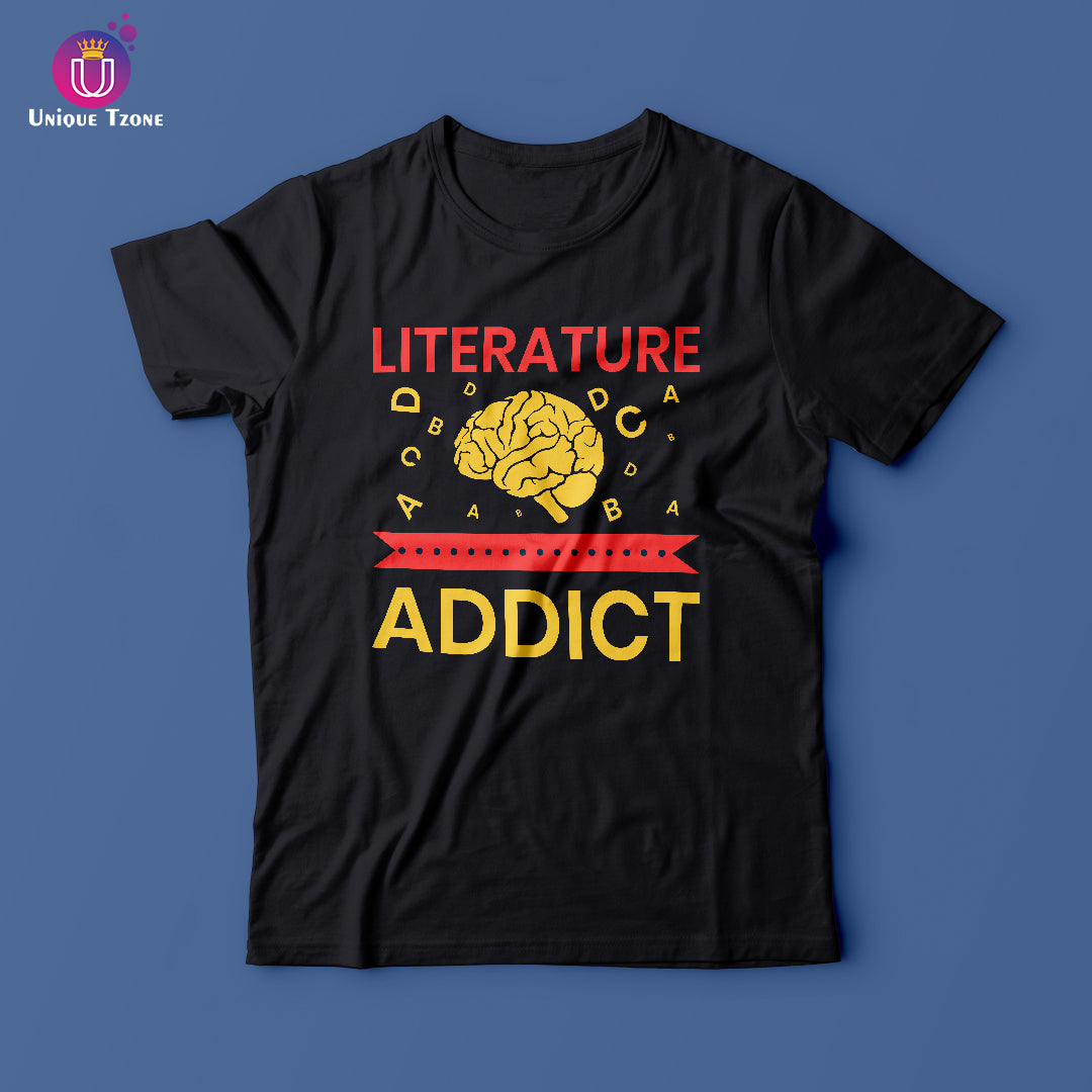 Literature Addicted Round Neck Half Sleeve Cotton T-shirt