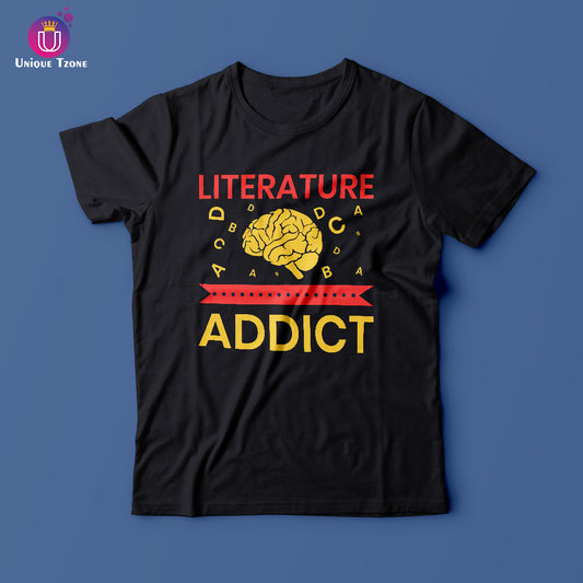 Literature Addicted Round Neck Half Sleeve Cotton T-shirt