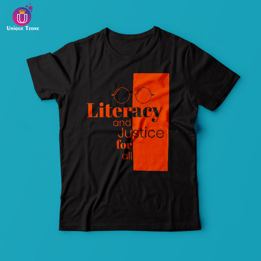 Literacy And Justice For All Round Neck Cotton t-shirt