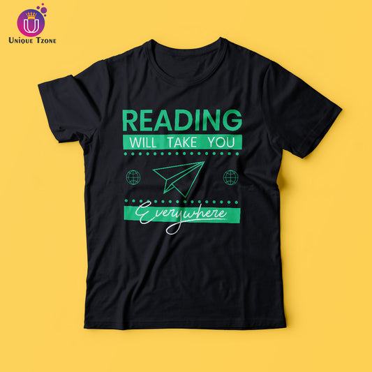 Reading Will Take You Everywhere Round Neck Half Sleeve Cotton T-shirt