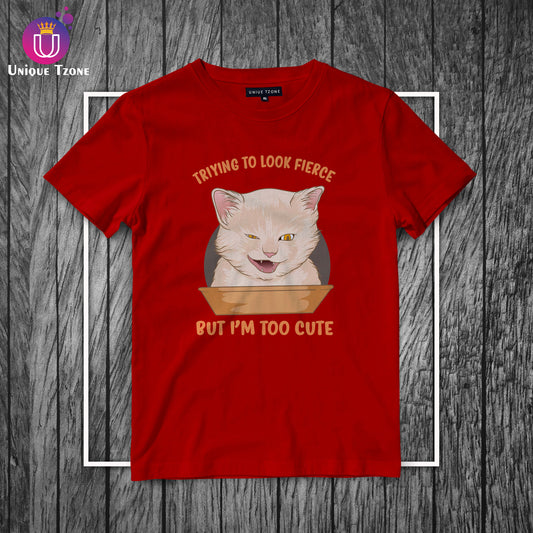 Trying To Look Round Neck Half Sleeve Cotton T-shirt