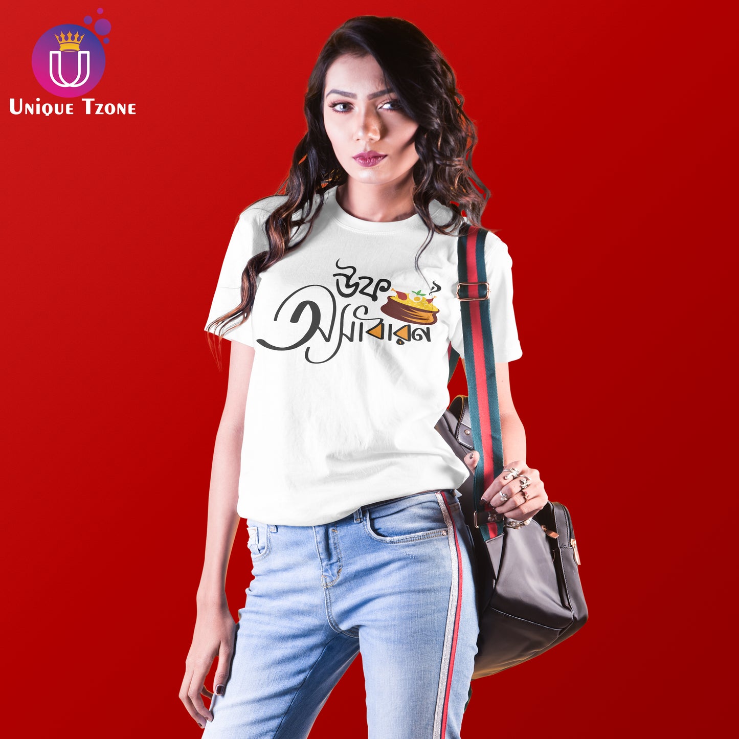 Uff Osadharon Bengali Graphics Round Neck Cotton Tshirt